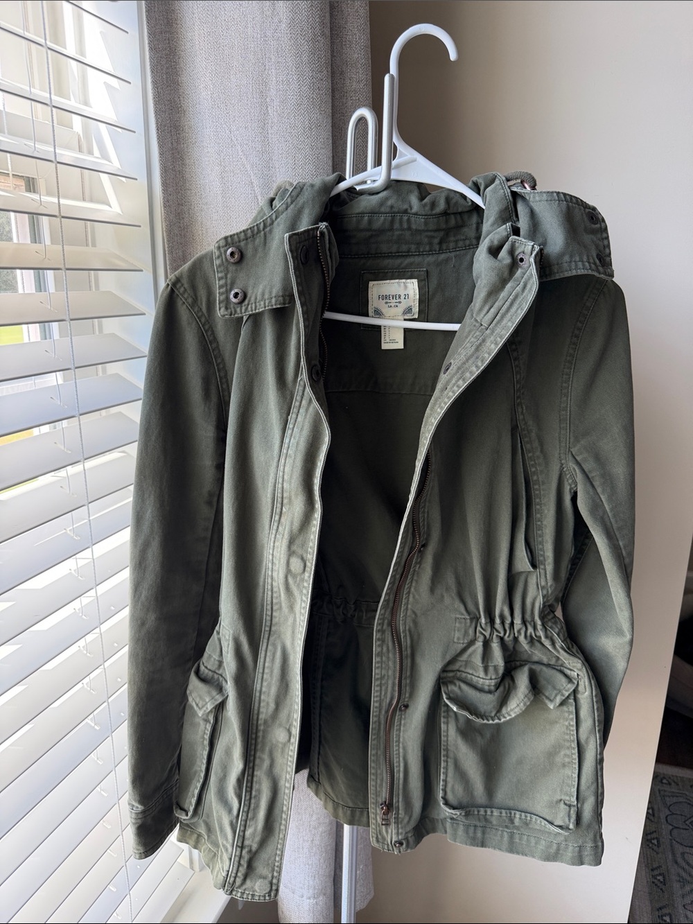 Forever 21 Olive Utility Jacket with Hood